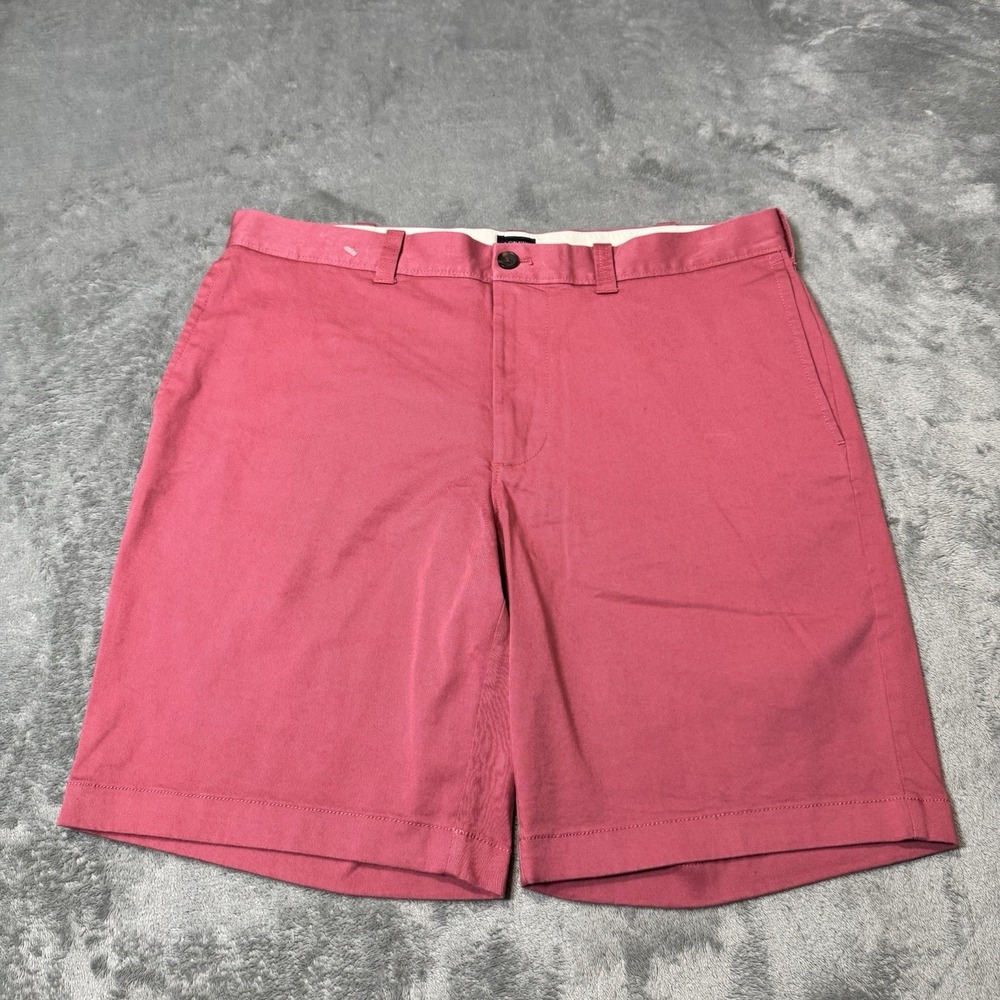 J. Crew Flex Chino Shorts Men 34 in Red Tan‎ 9" Inseam Zip Fly Camp Outdoor